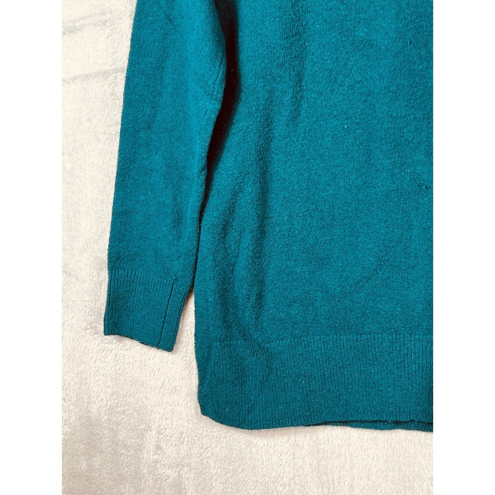 LOFT Womens M Teal Tunic Sweater Side Slits Wool Blend Knit Relaxed Modern Chic - Picture 5 of 10